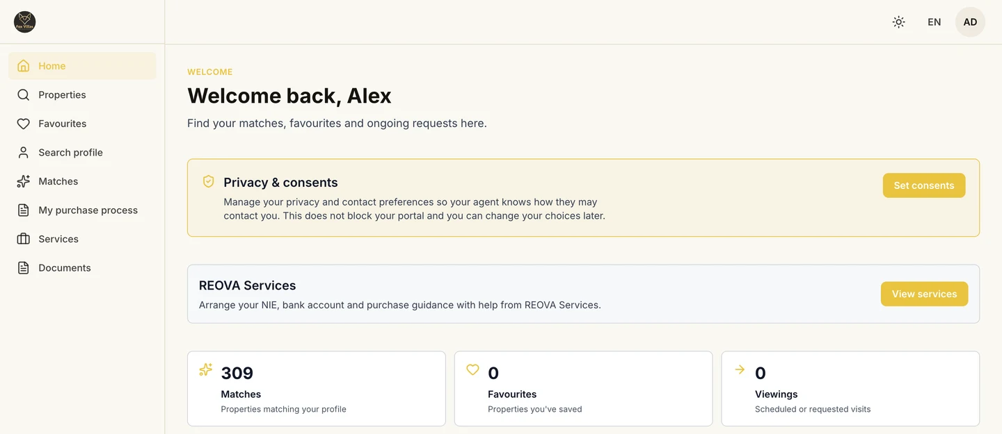 Buyer portal in English