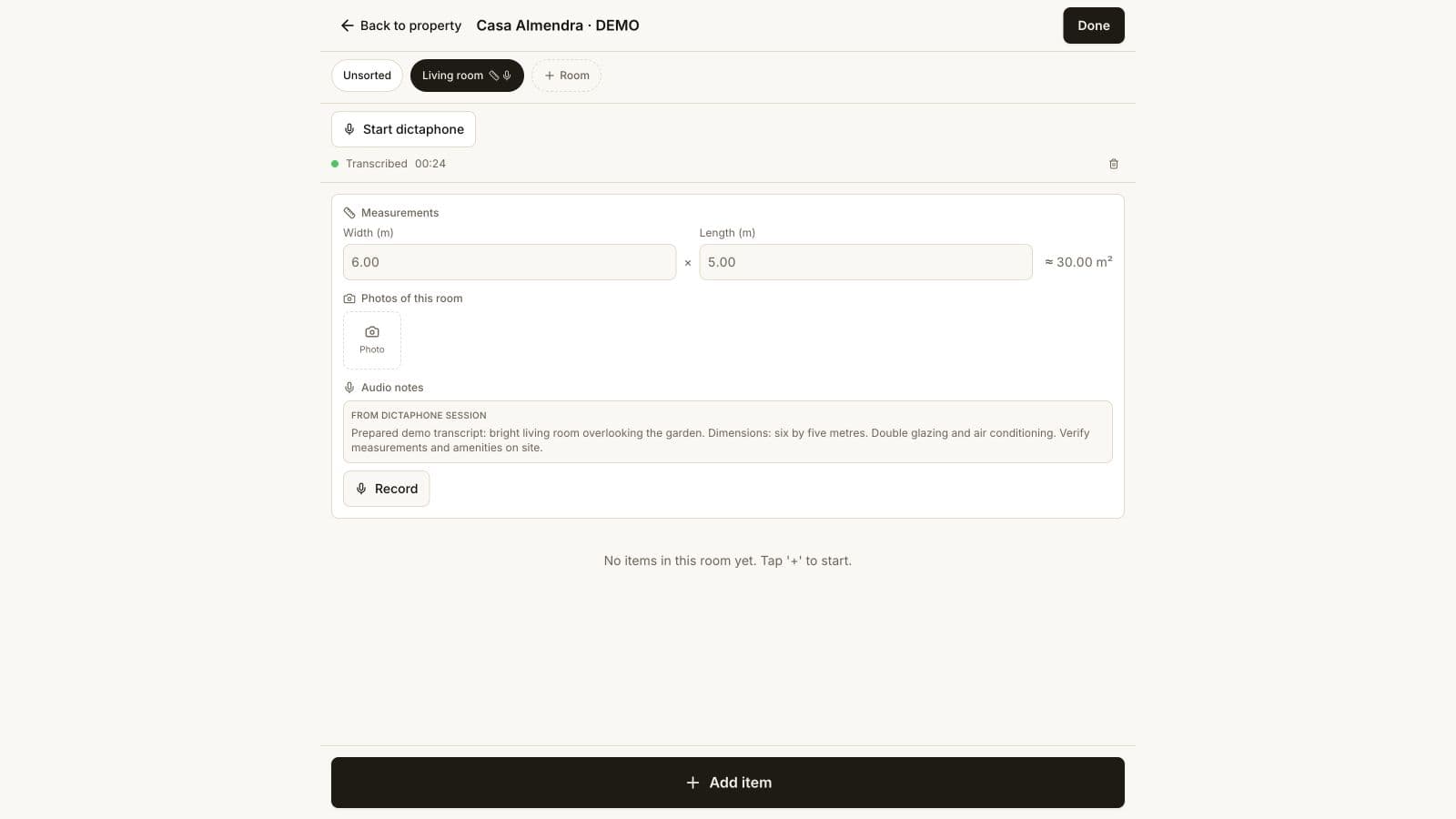 Property capture from spoken notes
