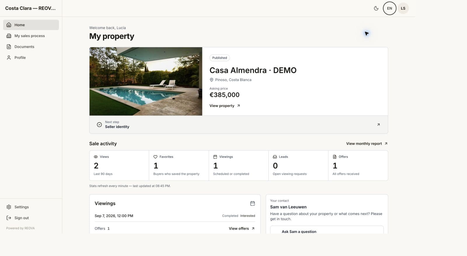 A clear monthly update for your seller